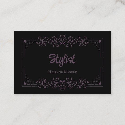 Franse Gothic Damask Stylist Eggplant Visitekaartje (Voorkant)