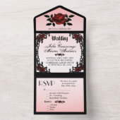 Franse Gothic Roos bruiloft uitnodiging (Binnen)