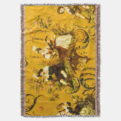 Franse Gouden Gele Toile Victoriaans Bloemen Deken (Voorkant Verticaal)