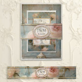 Franse Gouden Klassieke Bloemen Blauw en Roze Huwe Uitnodigingen Wikkel