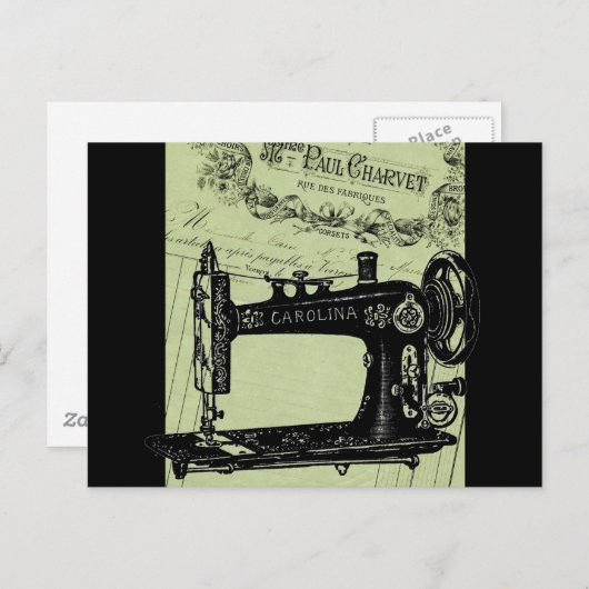  Franse grafische naaigmachine Briefkaart (Voorkant / Achterkant)