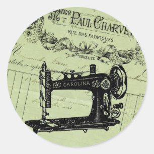 Franse grafische naaigmachine Ronde Sticker