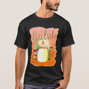 Franse Grappige Kip Eieren School T-shirt