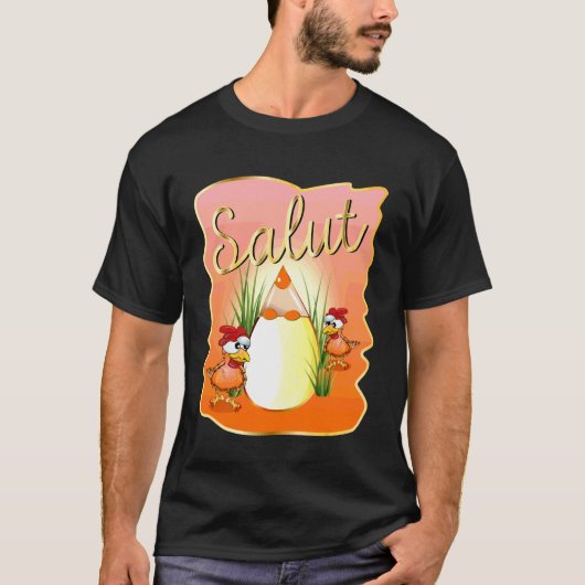 Franse Grappige Kip Eieren School T-shirt (Voorkant)