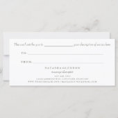 Franse grijze Elegant Script Cadeaubonnen (Achterkant)