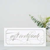 Franse grijze Elegant Script Cadeaubonnen (Staand voorkant)