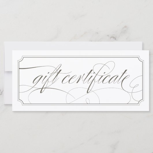 Franse grijze Elegant Script Cadeaubonnen (Voorkant)