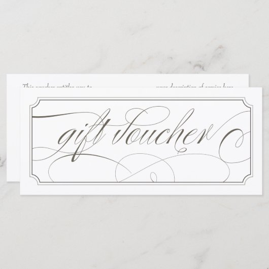 Franse Grijze Elegant Script Gift Vouchers (Voorkant / Achterkant)