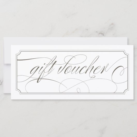 Franse Grijze Elegant Script Gift Vouchers (Voorkant)