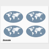 Franse Grijze Elegant World Ovale Sticker (Vel)