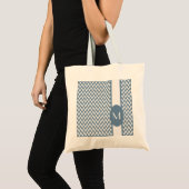 Franse grijze elegante chevron ontwerp met monogra tote bag (Voorkant (product))