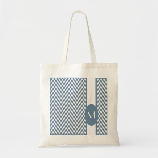 Franse grijze elegante chevron ontwerp met monogra tote bag (Voorkant)