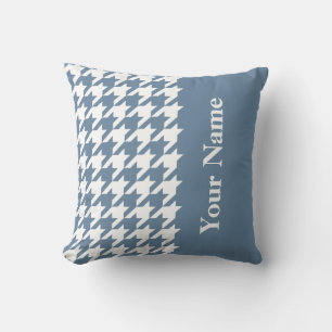 Franse grijze elegante houndstooth met naam kussen