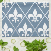 Franse grijze Fleur de Lis met monogram initiaal Theedoek (Gevouwen)