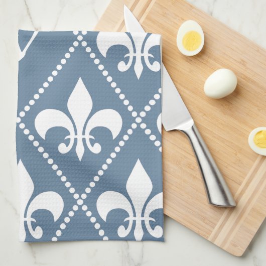 Franse grijze Fleur de Lis met monogram initiaal Theedoek (Quarter Fold)