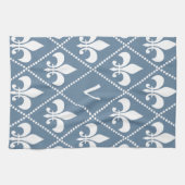 Franse grijze Fleur de Lis met monogram initiaal Theedoek (Horizontaal)