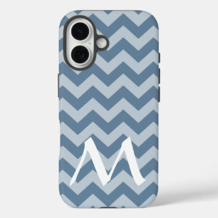 Franse grijze Marokkaanse Moods Chevrons met monog iPhone 16 Hoesje