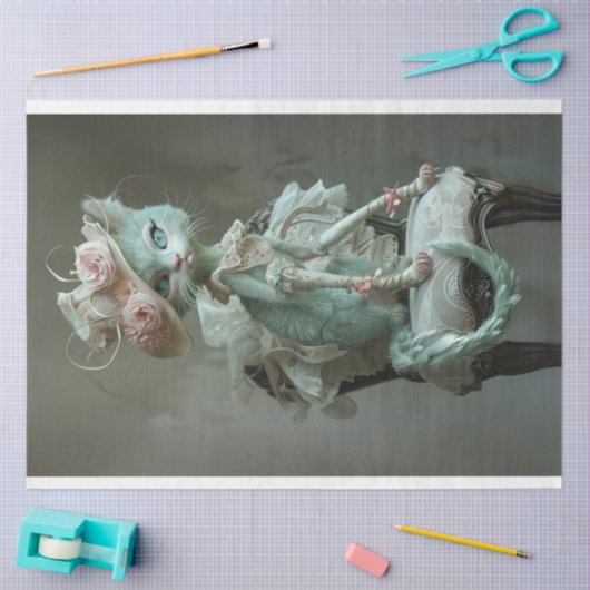 Franse grillige kat ontkoppeling tissuepapier (Craft)