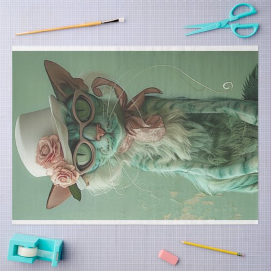 franse grillige purrection katachtige decoupage tissuepapier (Craft)