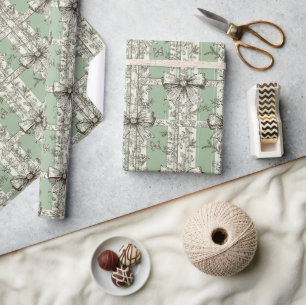 Franse groene kerst toile boogpatroon cadeaupapier