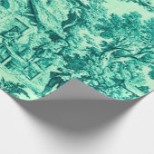 Franse Groene Toile Rococo Rustieke Stijl Decoupag Cadeaupapier (Hoek)