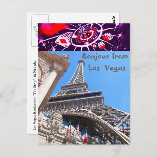 Franse groeten Las Vegas Style Briefkaart (Voorkant / Achterkant)