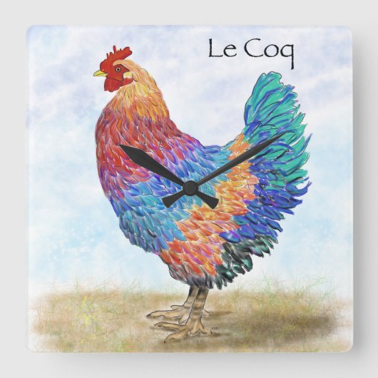 Franse Haan Acryl Wandklok (Voorkant)