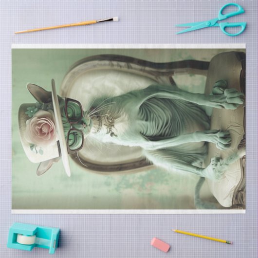 Franse haarloze kat chique sfinx decoupage tissuepapier (Craft)