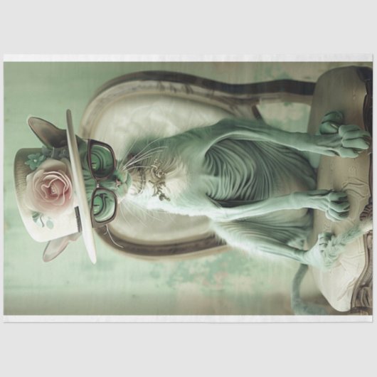 Franse haarloze kat chique sfinx decoupage tissuepapier (Voorkant)