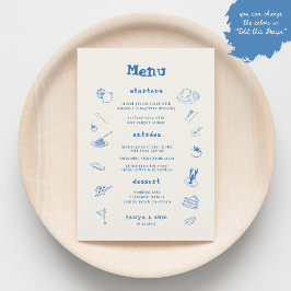 Franse hand getekend grillige illustraties bruilof menu