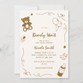 Franse Hand getrokken Bearly Wait Beer Baby shower Kaart (Voorkant)
