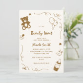 Franse Hand getrokken Bearly Wait Beer Baby shower Kaart (Staand voorkant)