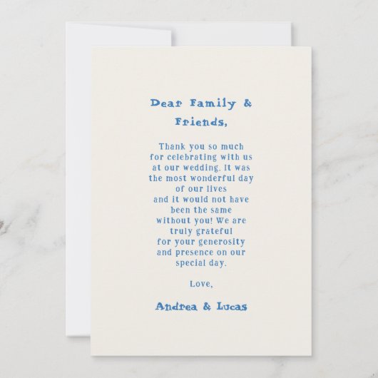 Franse Hand Getrokken Boog Monogram Blauw Foto Huw Bedankkaart (Achterkant)