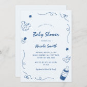 Franse Hand getrokken Doodle Fun Scribble Baby sho Kaart (Voorkant / Achterkant)