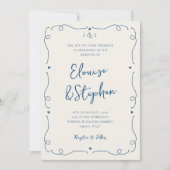 Franse Hand getrokken grillige Doodle Lijst bruilo Kaart (Voorkant)