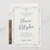 Franse Hand getrokken grillige Doodle Lijst bruilo Kaart (Voorkant / Achterkant)