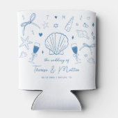 Franse Hand Getrokken Nautische Kust Bruiloftsguns Blikjeskoeler (Achterkant)