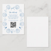 Franse Hand Getrokken Nautische Kust Trouwdetails Informatiekaartje (Voorkant / Achterkant)