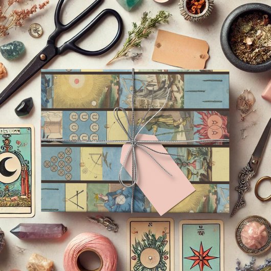 Franse Hand getrokken Tarot Kaart Pattern Inpakpapier Vel