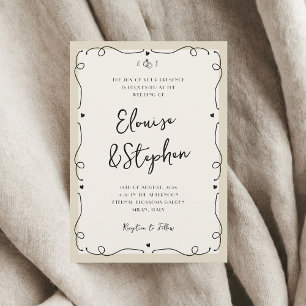 Franse Hand Getrokken Whimsical Lijst Wedding Kaart