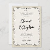 Franse Hand Getrokken Whimsical Lijst Wedding Kaart (Voorkant)