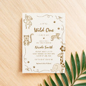 Franse Hand getrokken Wild One Safari Baby shower Kaart