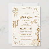 Franse Hand getrokken Wild One Safari Baby shower Kaart (Voorkant)