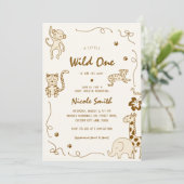 Franse Hand getrokken Wild One Safari Baby shower Kaart (Staand voorkant)