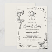 Franse handgetekende brunch en bubbelig Vrijgezell Kaart (Voorkant / Achterkant)