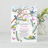  Franse handgetekende Florals 80e verjaardag Kaart (Staand voorkant)