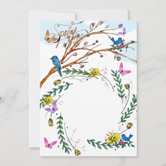  Franse handgetekende Florals 80e verjaardag Kaart (Achterkant)