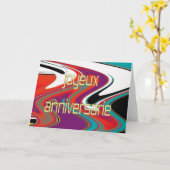 Franse Happy Birthday Kaart (Gele Bloem)