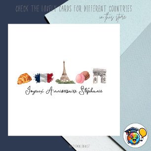 Franse Happy Birthday Kaart, Joyeux Anniversaire Kaart