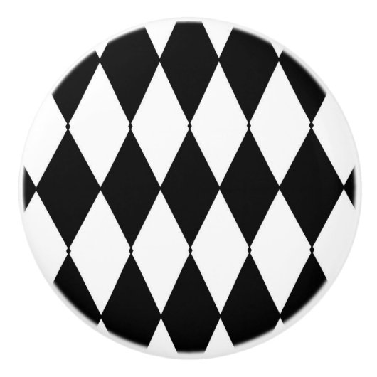 Franse Harlequin Black & White Stripe Ceramic Knob Keramische Knop (Voorkant)